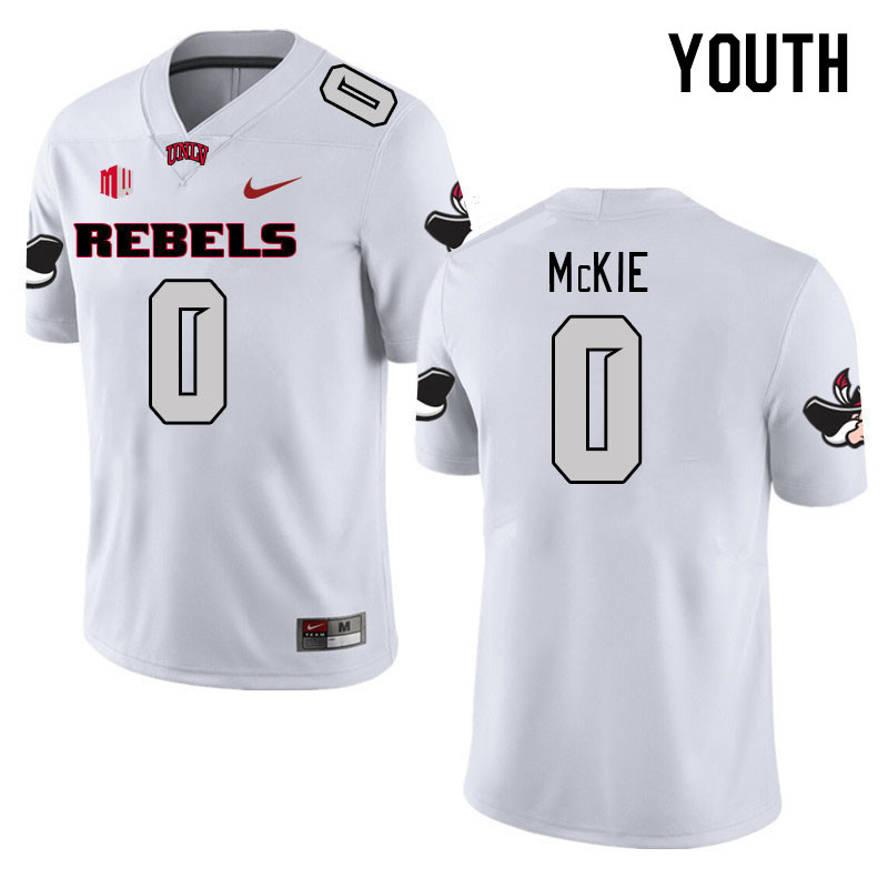 Youth #0 Senika McKie UNLV Rebels 2023 College Football Jerseys Stitched-White - Click Image to Close